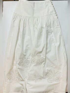 Sandro White Embroidered Maxi Skirt